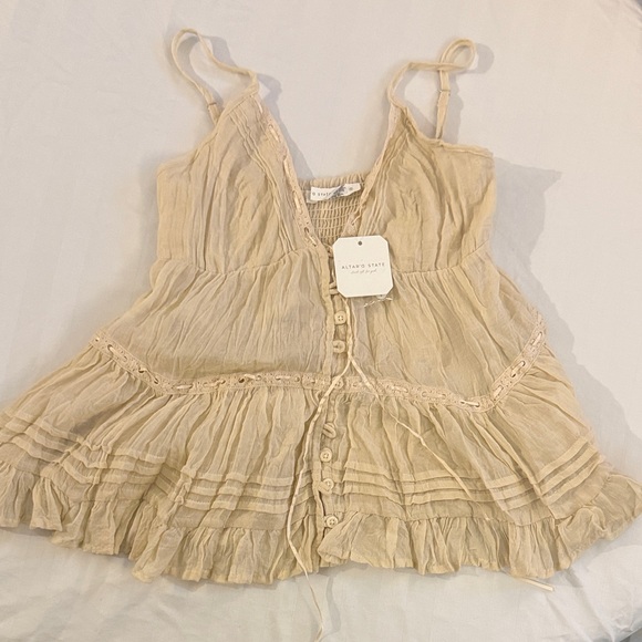 Altar'd State Tops - Altar'd State Cream Lace Detail Top